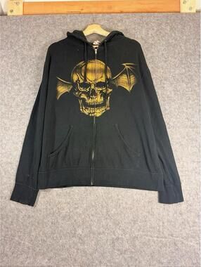 Vintage Avenged Sevenfold Zip Up Hoodie Sz L 90s Y2K Metal Hail To The King